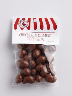 Small bag of milk chocolate covered cashews