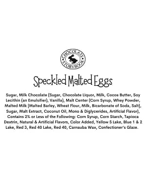 Speckled Malted Eggs Ingredient Label